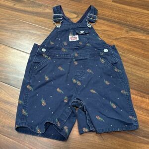 Levi’s navy parrot overall shorts